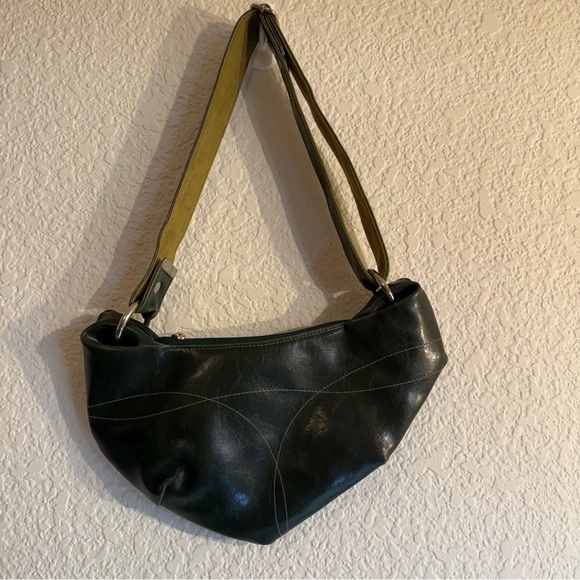 Crystalyn Kae forest green vegan leather shoulder sling handbag/purse. - Picture 2 of 12